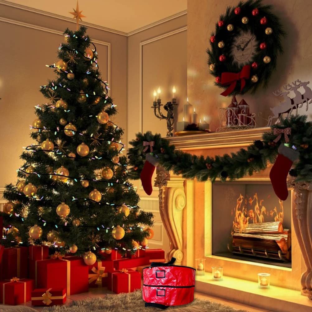 Double Layer Christmas Wreath Storage Bag Large Capacity Wreath Storage Container Wreath Storage Box with Dual Zippers and Handles - view 8