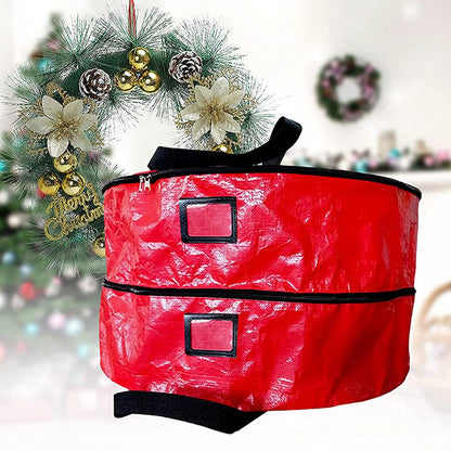 Double Layer Christmas Wreath Storage Bag Large Capacity Wreath Storage Container Wreath Storage Box with Dual Zippers and Handles - view 9