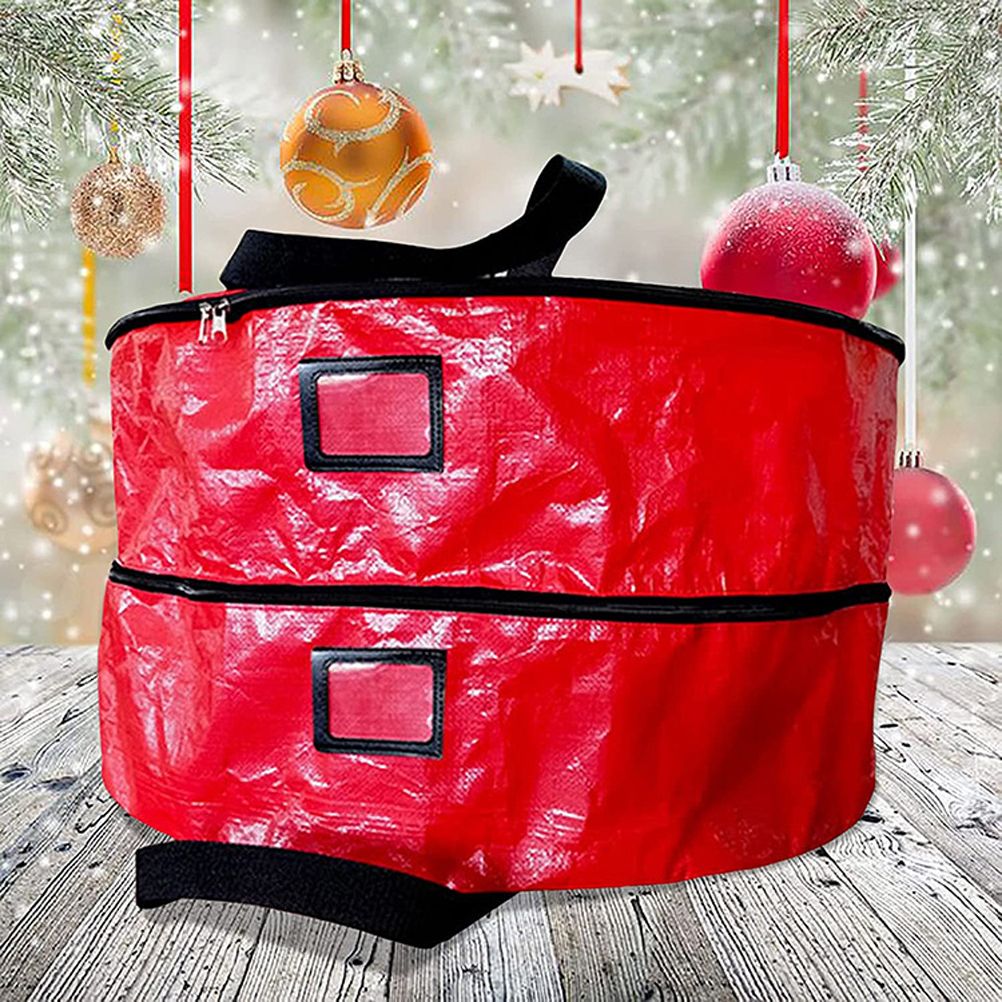 Double Layer Christmas Wreath Storage Bag Large Capacity Wreath Storage Container Wreath Storage Box with Dual Zippers and Handles - view 10