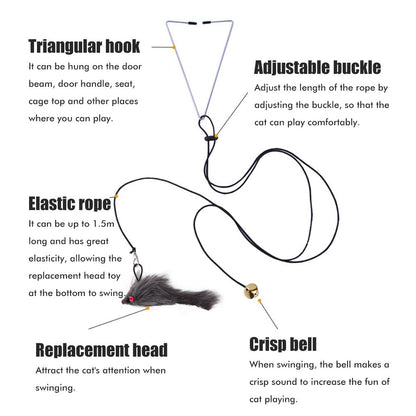 Automatic Cat Toy with Adjustable Elastic Rope Pet Toy Door Window Hanging Mouses Self Playing Toys for Cats - view 5