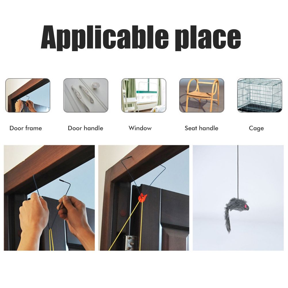 Automatic Cat Toy with Adjustable Elastic Rope Pet Toy Door Window Hanging Mouses Self Playing Toys for Cats - view 7