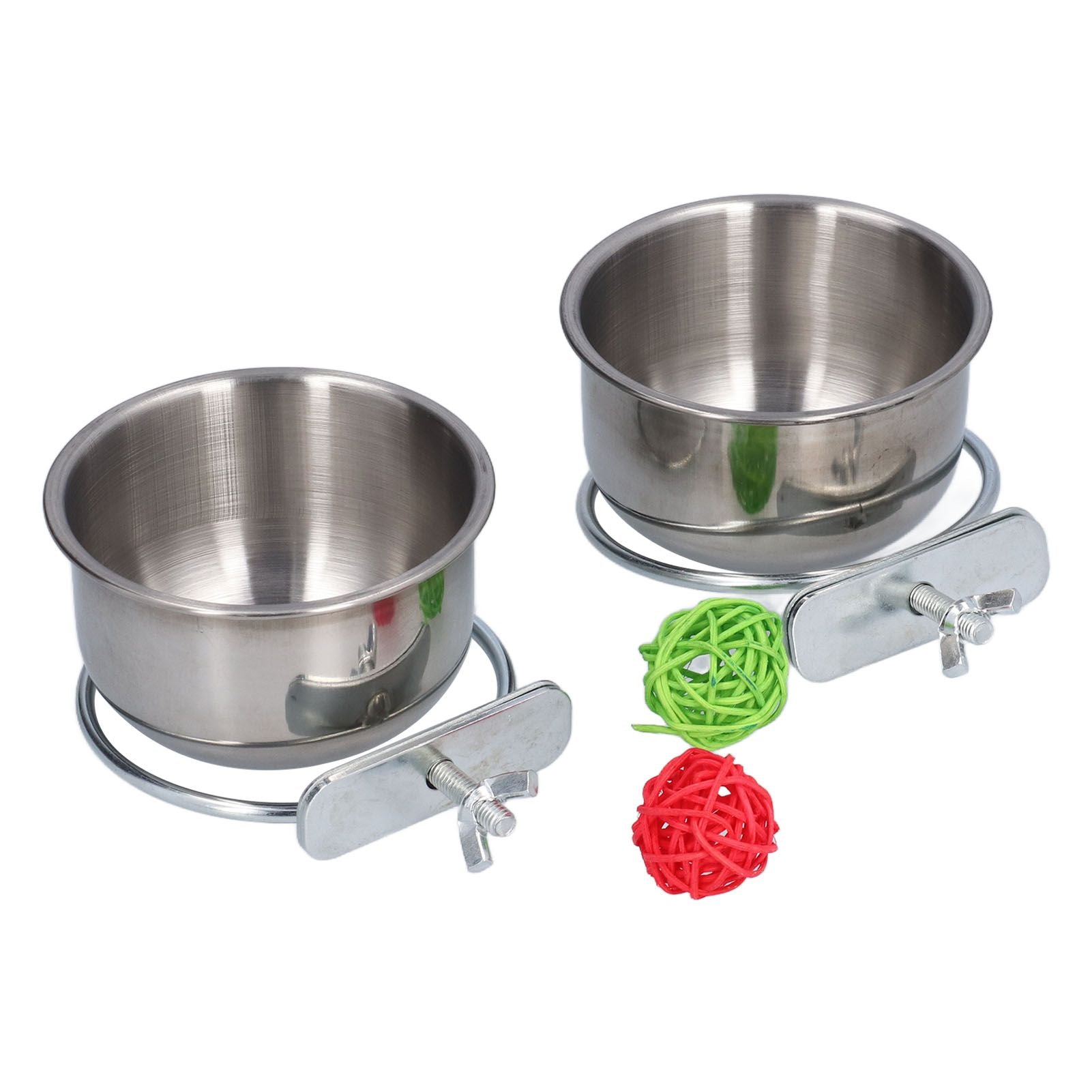 Stainless Steel Parrot Feeding Bowl with Rattan Ball for Hamster Small Animals - view 2