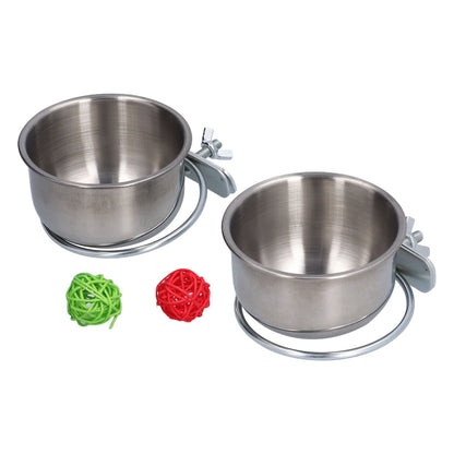 Stainless Steel Parrot Feeding Bowl with Rattan Ball for Hamster Small Animals - view 4