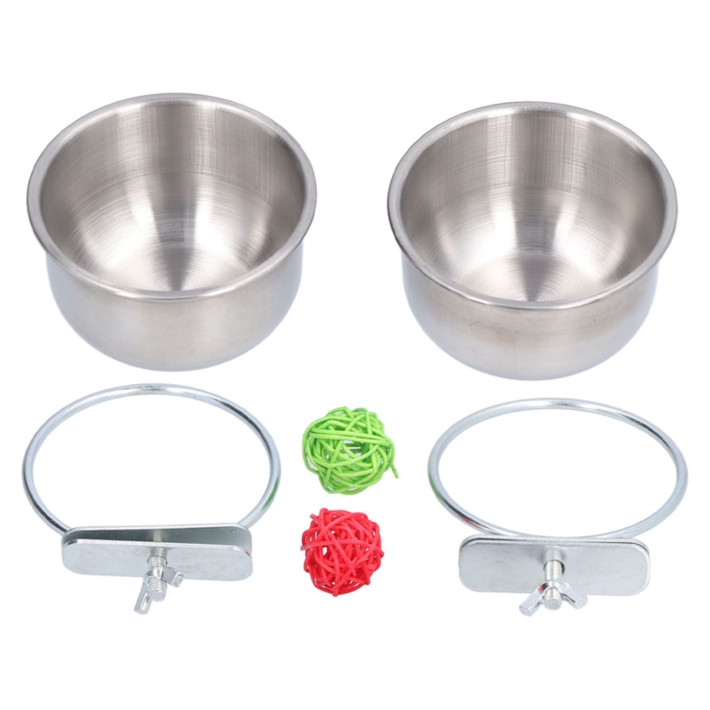 Stainless Steel Parrot Feeding Bowl with Rattan Ball for Hamster Small Animals - view 6