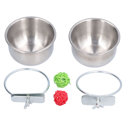 Stainless Steel Parrot Feeding Bowl with Rattan Ball for Hamster Small Animals - view 6