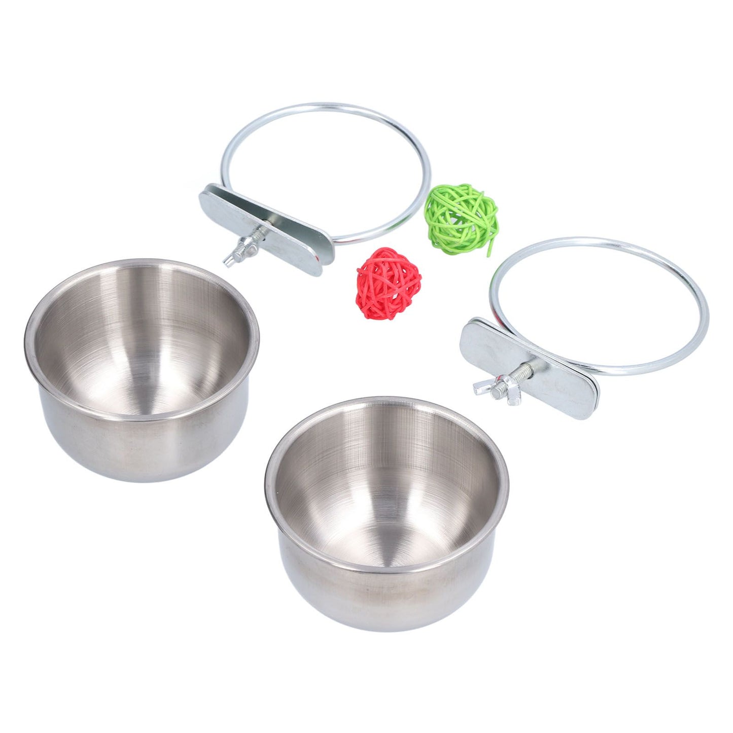 Stainless Steel Parrot Feeding Bowl with Rattan Ball for Hamster Small Animals - view 7