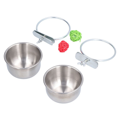 Stainless Steel Parrot Feeding Bowl with Rattan Ball for Hamster Small Animals - view 7