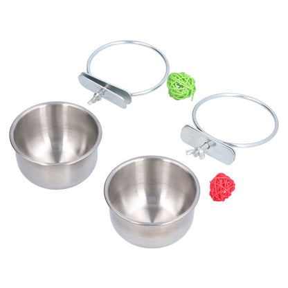 Stainless Steel Parrot Feeding Bowl with Rattan Ball for Hamster Small Animals - view 8