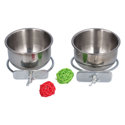 Stainless Steel Parrot Feeding Bowl with Rattan Ball for Hamster Small Animals - view 9