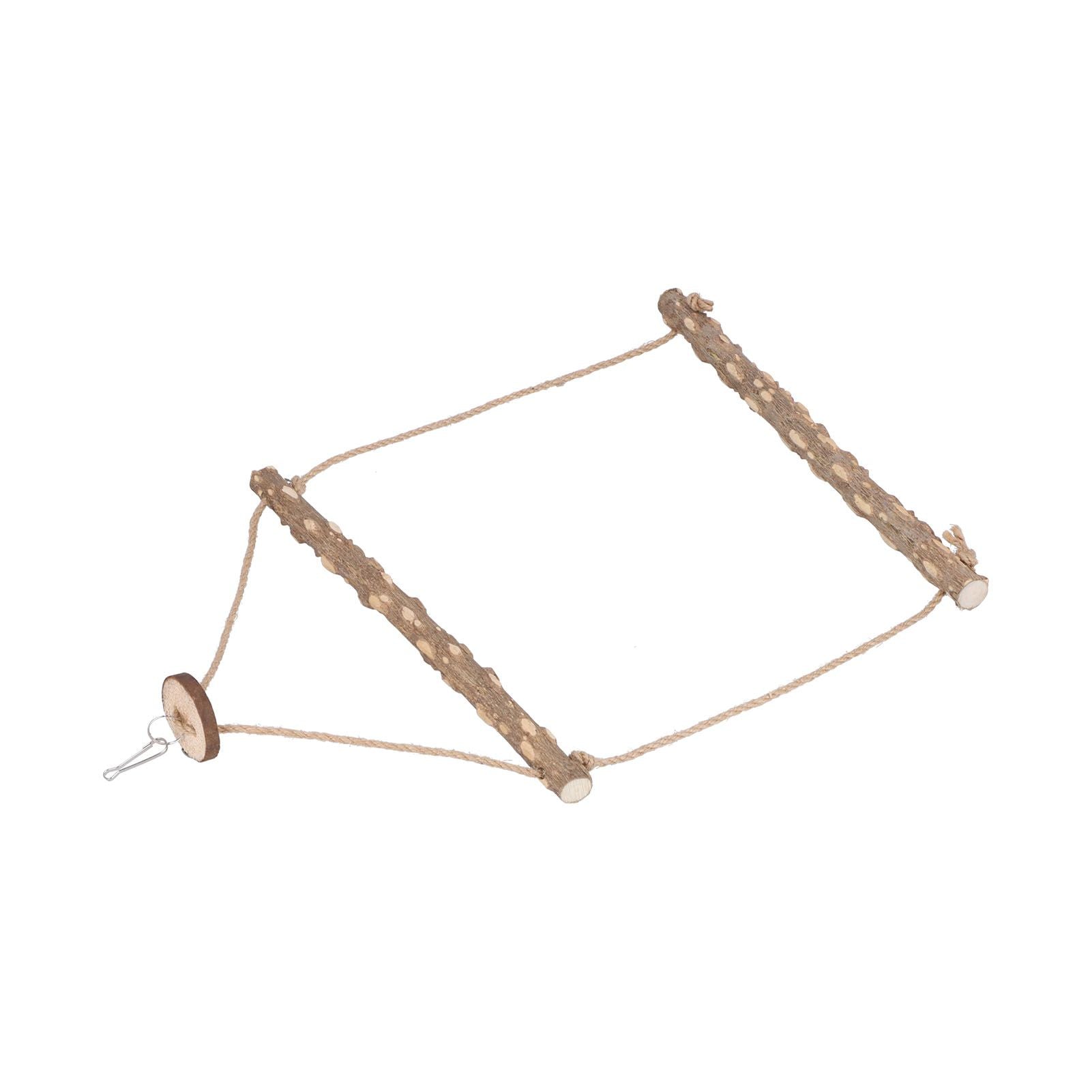 Large Bird Cage Swing Natural Wooden Safe Hanging Birds Standing Chewing Toy for Parrots - view 3