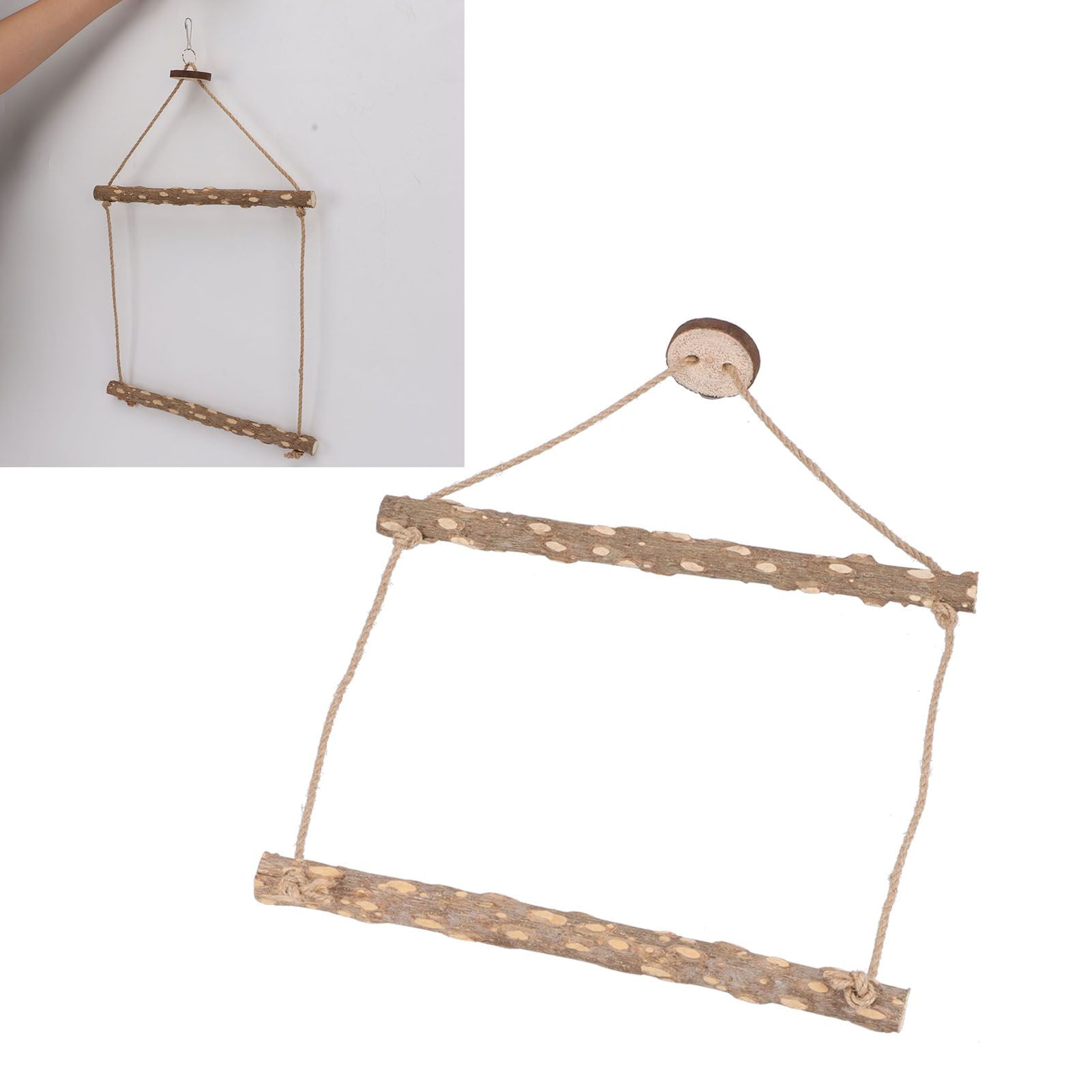 Large Bird Cage Swing Natural Wooden Safe Hanging Birds Standing Chewing Toy for Parrots - view 10
