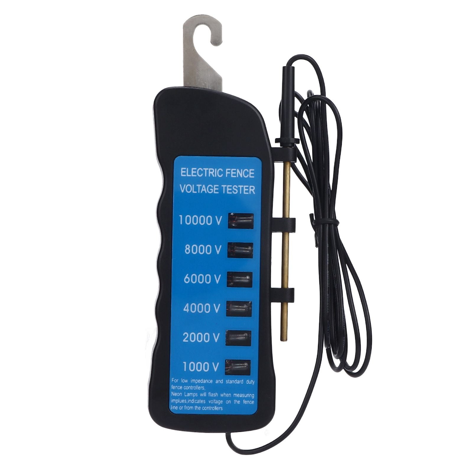 Electric Fence Tester Voltage Meter 10000V Waterproof Portable Tool with 6pcs Light for Farm