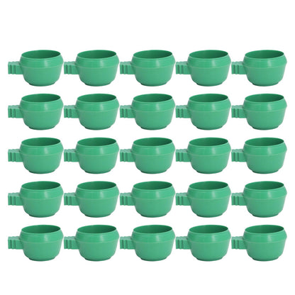 25Pcs Mini Bird Parrots Food Water Bowl Inlay Installation Round Green Parrots Small Food Water Bowl for Farms Home S
