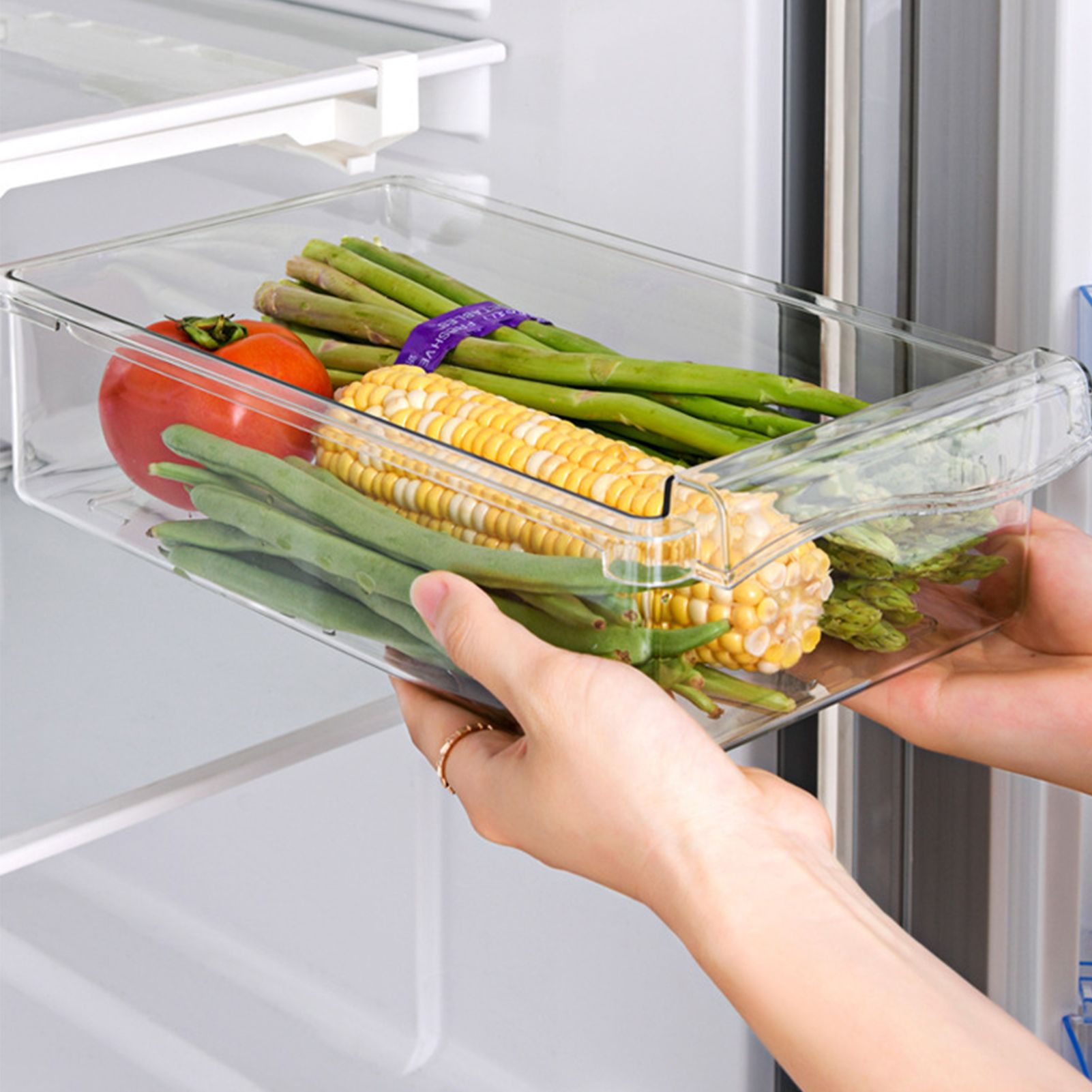 Clear Organizing Bin Durable ABS PET Drawer Type Transparent Design Wide Application Egg Storage BinVegetable Bin with Holder - view 3