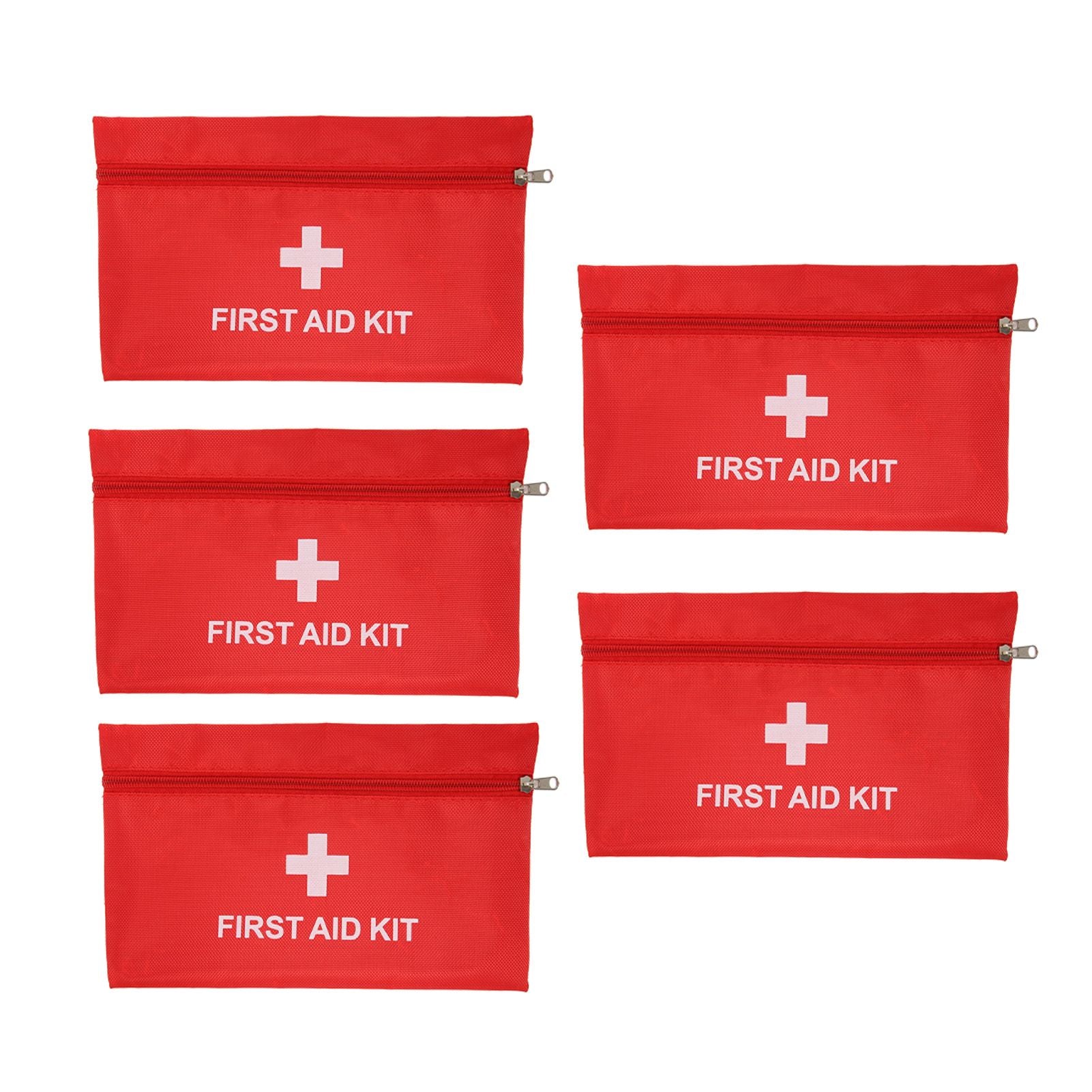 5Pcs/Set Potable Medicine Bag Empty Aid Case Rescue Pouch Waterproof Nylon Red for Home Outdoor Travel Large 25x16cm/9.84x6.3in - view 4