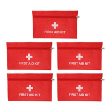 5Pcs/Set Potable Medicine Bag Empty Aid Case Rescue Pouch Waterproof Nylon Red for Home Outdoor Travel Small 20x14cm/7.87x5.51in