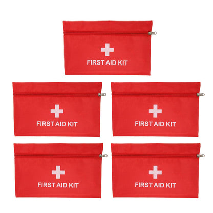 5Pcs/Set Potable Medicine Bag Empty Aid Case Rescue Pouch Waterproof Nylon Red for Home Outdoor Travel Small 20x14cm/7.87x5.51in
