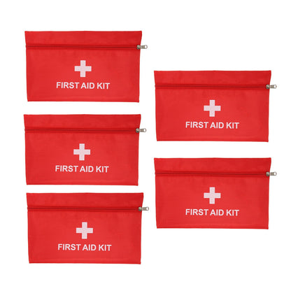 5Pcs/Set Potable Medicine Bag Empty Aid Case Rescue Pouch Waterproof Nylon Red for Home Outdoor Travel Small 20x14cm/7.87x5.51in - view 4