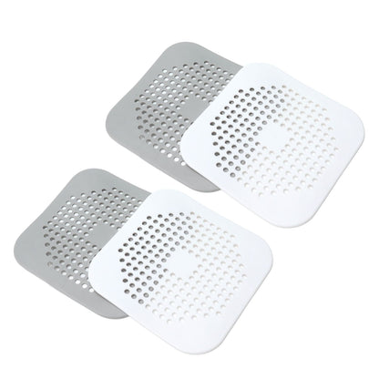 4 Pcs Drain Hair Catcher Square TPR Shower Hair Stopper with Suction Cup for Bathroom Bathtub Kitchen Grey and White - view 3