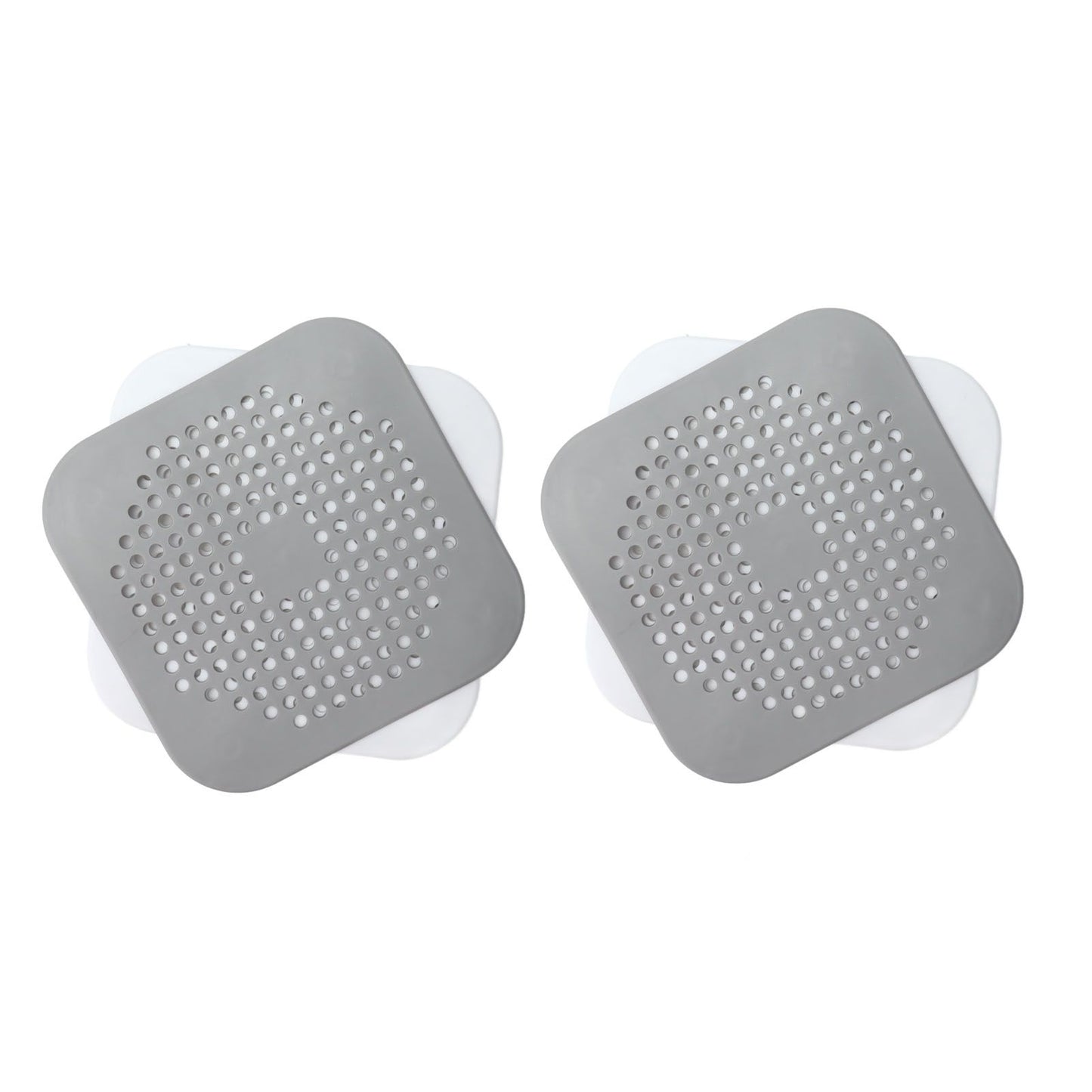 4 Pcs Drain Hair Catcher Square TPR Shower Hair Stopper with Suction Cup for Bathroom Bathtub Kitchen Grey and White - view 4