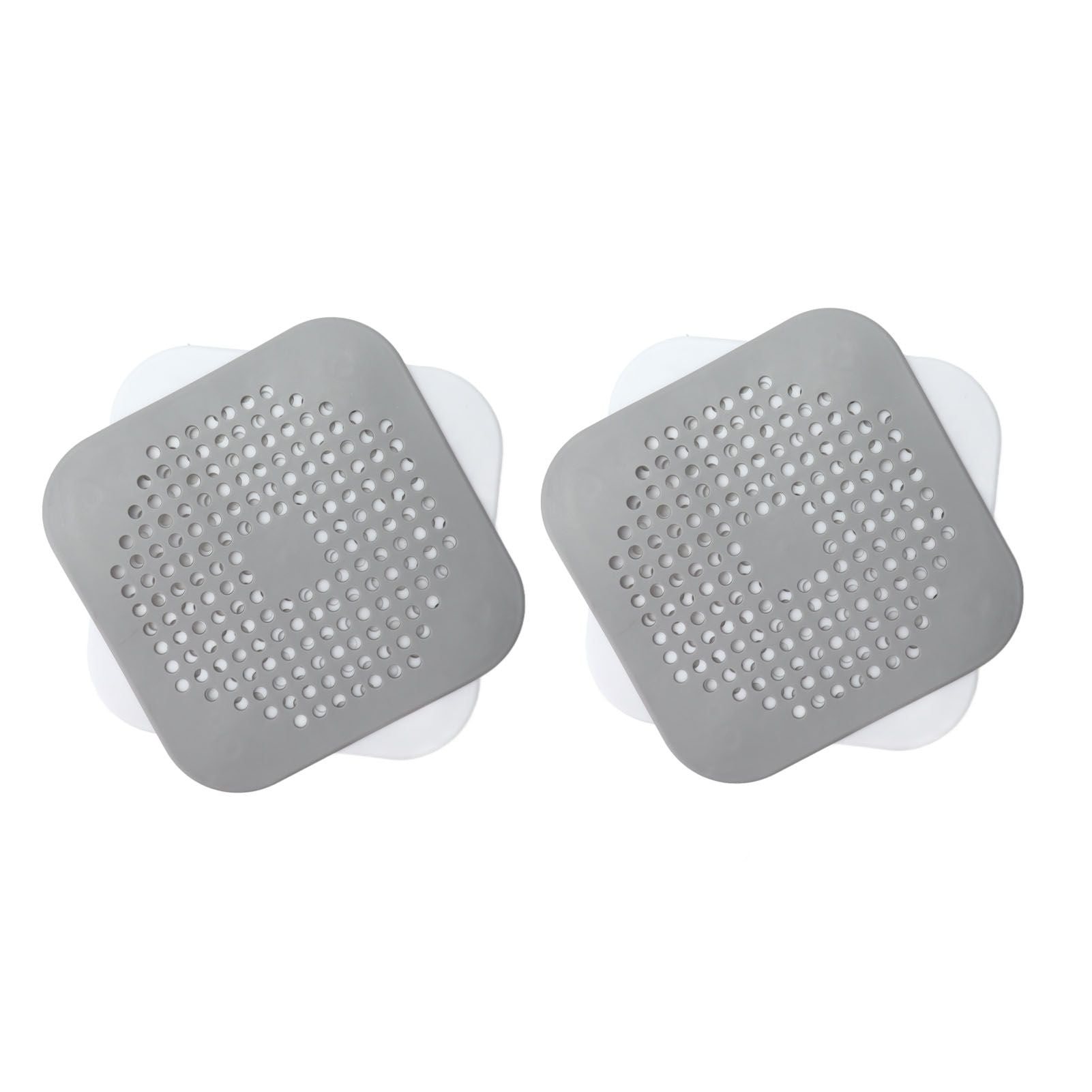 4 Pcs Drain Hair Catcher Square TPR Shower Hair Stopper with Suction Cup for Bathroom Bathtub Kitchen Grey and White - view 4
