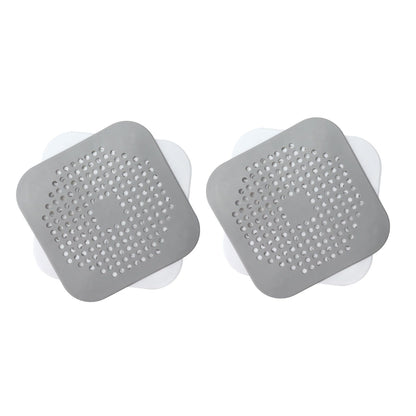 4 Pcs Drain Hair Catcher Square TPR Shower Hair Stopper with Suction Cup for Bathroom Bathtub Kitchen Grey and White - view 4