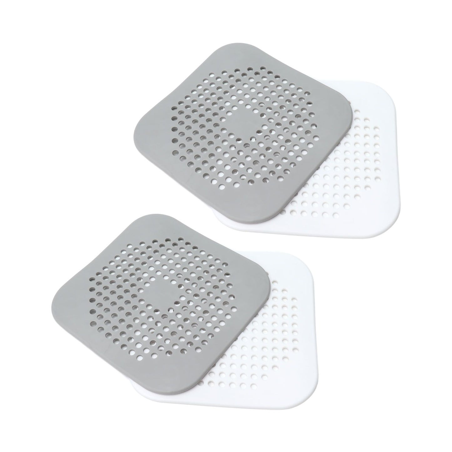 4 Pcs Drain Hair Catcher Square TPR Shower Hair Stopper with Suction Cup for Bathroom Bathtub Kitchen Grey and White - view 5