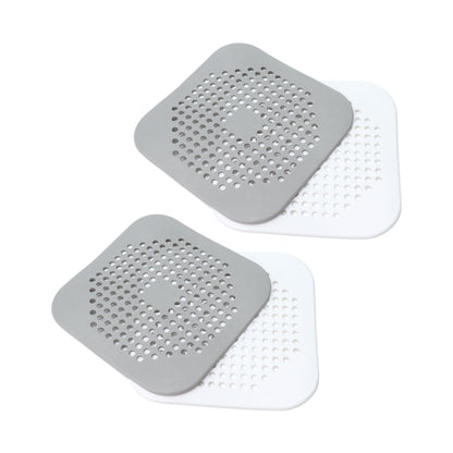 4 Pcs Drain Hair Catcher Square TPR Shower Hair Stopper with Suction Cup for Bathroom Bathtub Kitchen Grey and White - view 5