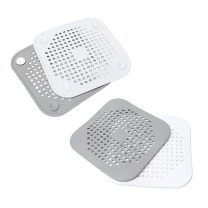 4 Pcs Drain Hair Catcher Square TPR Shower Hair Stopper with Suction Cup for Bathroom Bathtub Kitchen Grey and White - view 6