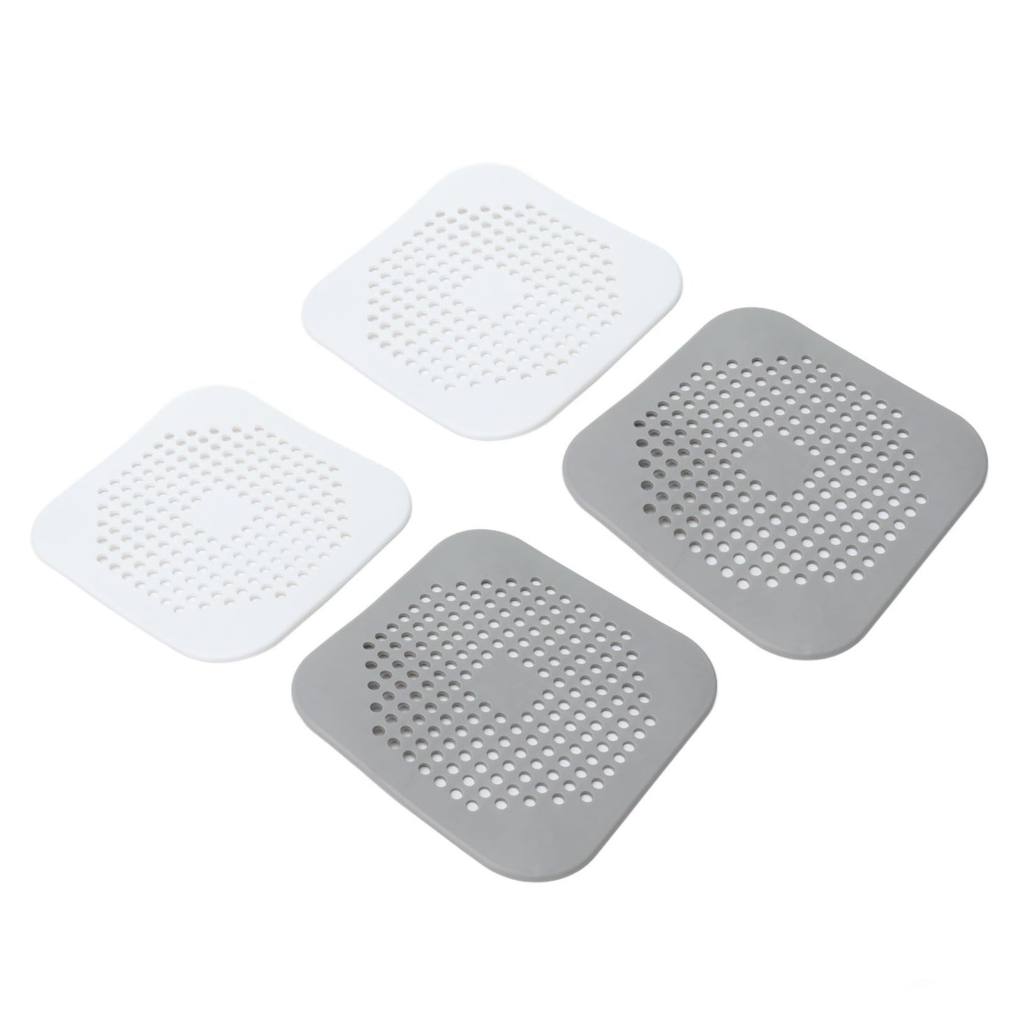 4 Pcs Drain Hair Catcher Square TPR Shower Hair Stopper with Suction Cup for Bathroom Bathtub Kitchen Grey and White - view 7