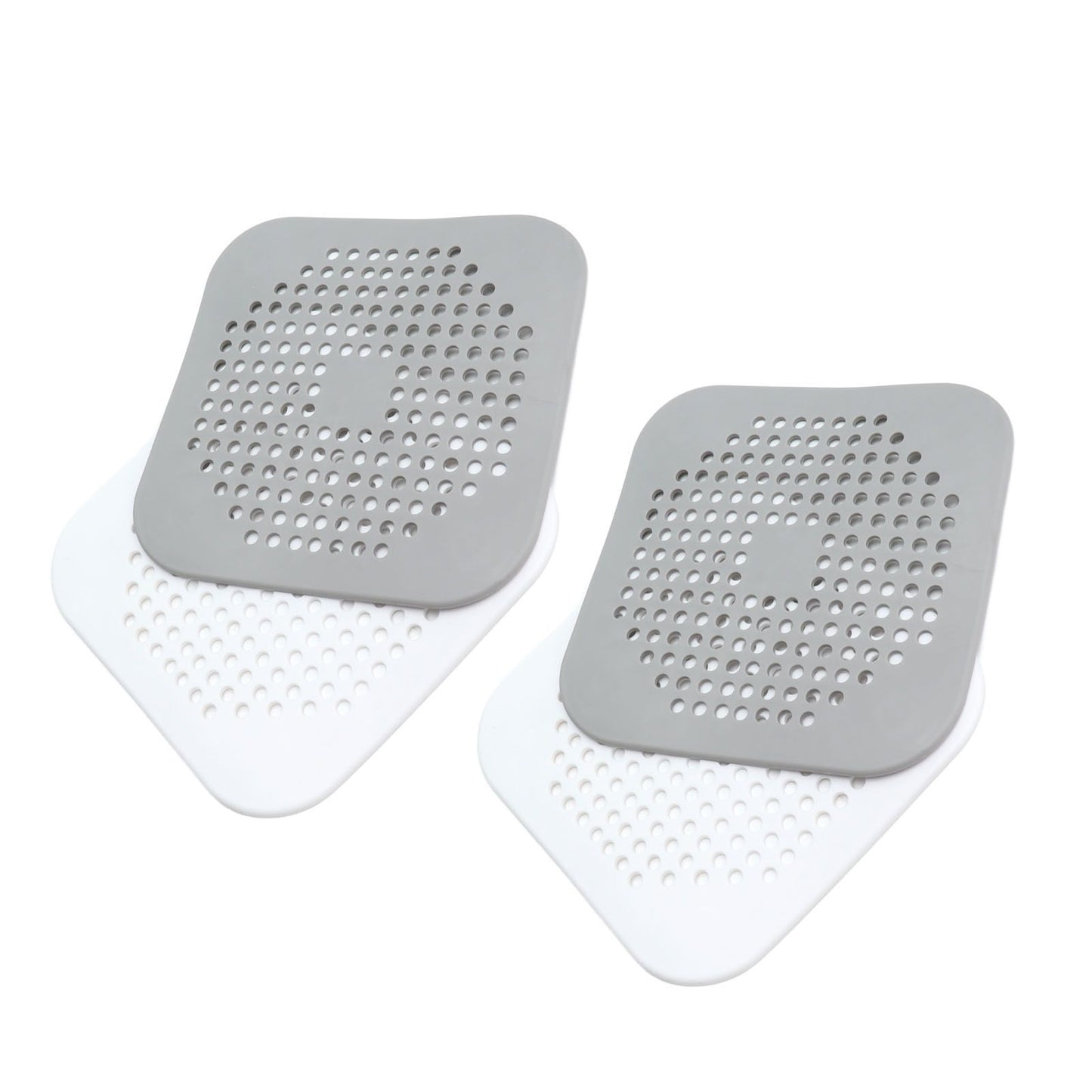 4 Pcs Drain Hair Catcher Square TPR Shower Hair Stopper with Suction Cup for Bathroom Bathtub Kitchen Grey and White - view 8
