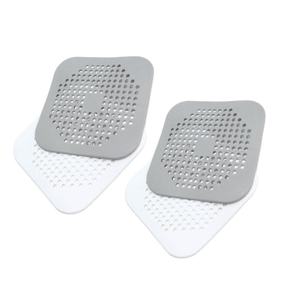 4 Pcs Drain Hair Catcher Square TPR Shower Hair Stopper with Suction Cup for Bathroom Bathtub Kitchen Grey and White - view 8