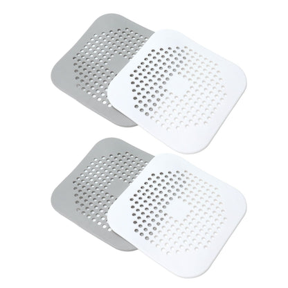 4 Pcs Drain Hair Catcher Square TPR Shower Hair Stopper with Suction Cup for Bathroom Bathtub Kitchen Grey and White - view 9