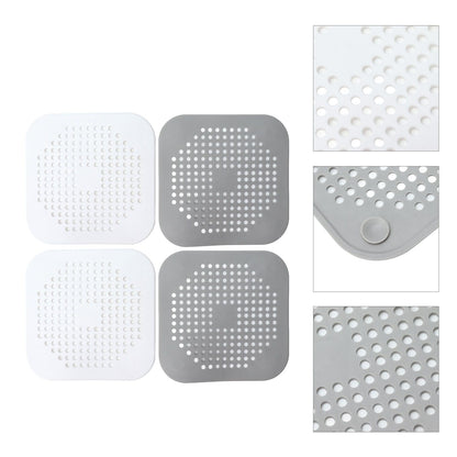 4 Pcs Drain Hair Catcher Square TPR Shower Hair Stopper with Suction Cup for Bathroom Bathtub Kitchen Grey and White - view 10