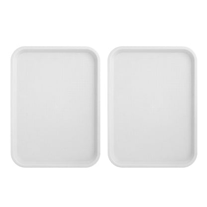 2pcs Food Tray Multifunctional Thickened Slip Resistance Chinese Fast Food Serving Tray for Dining Hall Restaurants White