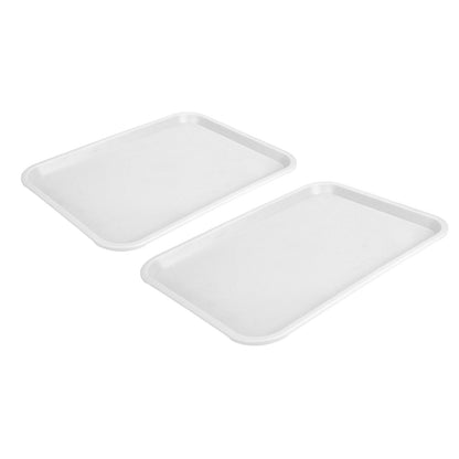 2pcs Food Tray Multifunctional Thickened Slip Resistance Chinese Fast Food Serving Tray for Dining Hall Restaurants White - view 3