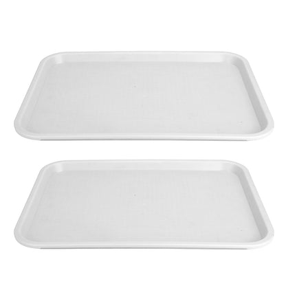 2pcs Food Tray Multifunctional Thickened Slip Resistance Chinese Fast Food Serving Tray for Dining Hall Restaurants White - view 5