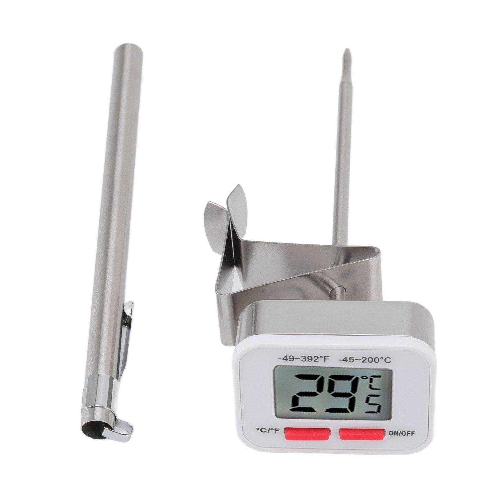 Food Thermometer Regulable Clip Large Display Screen Detachable Stainless Steel White Kitchen Thermometer - view 2