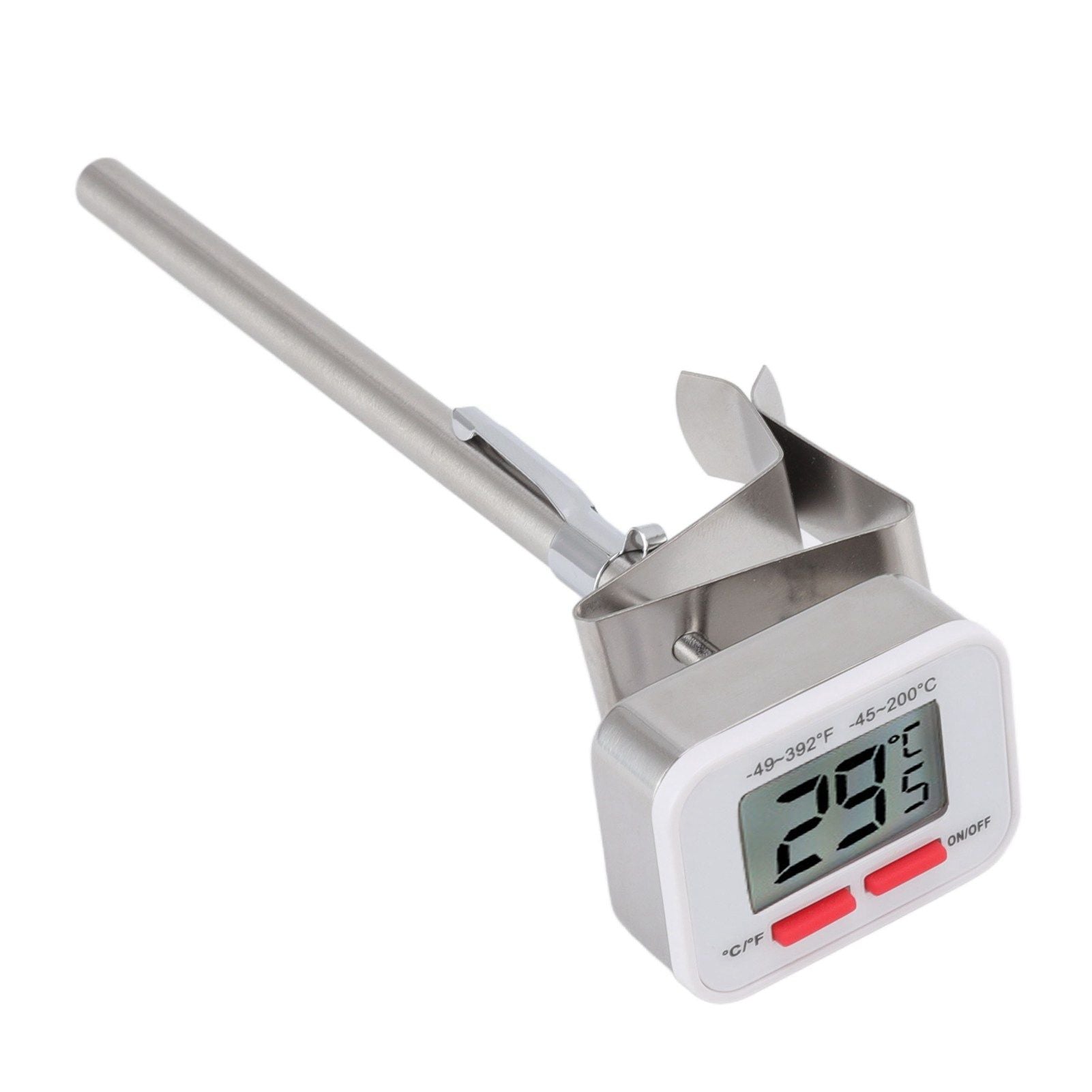 Food Thermometer Regulable Clip Large Display Screen Detachable Stainless Steel White Kitchen Thermometer - view 3