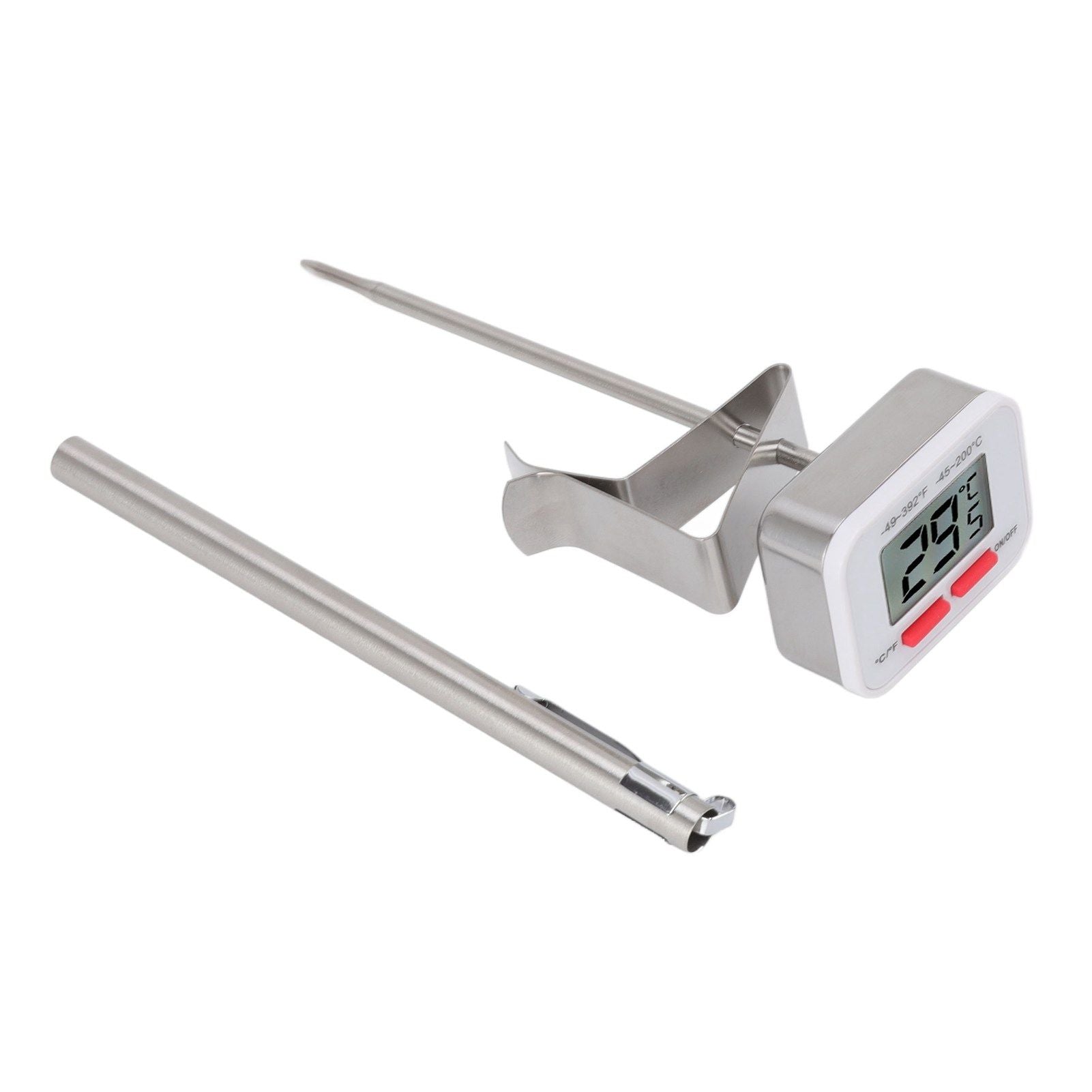 Food Thermometer Regulable Clip Large Display Screen Detachable Stainless Steel White Kitchen Thermometer - view 6