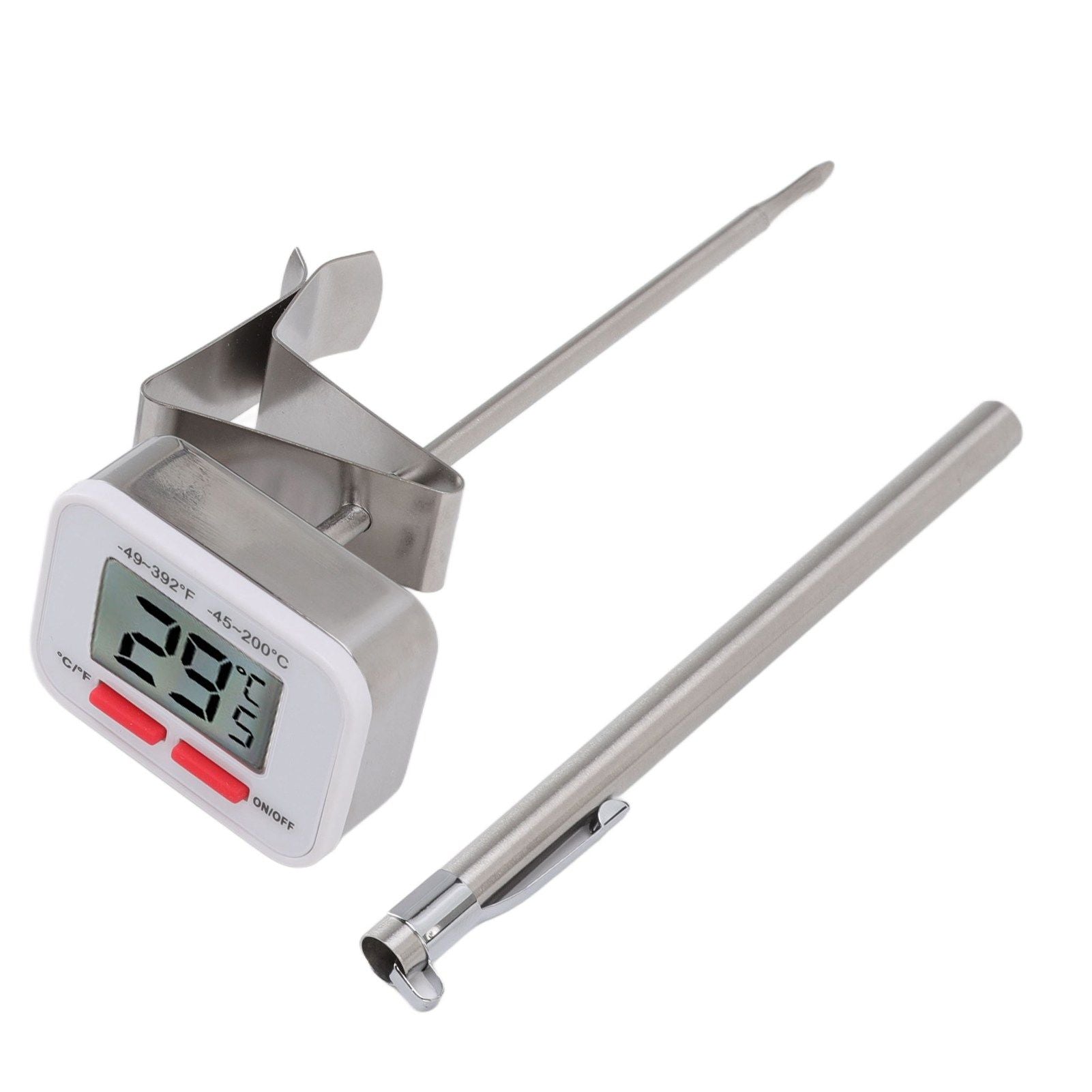Food Thermometer Regulable Clip Large Display Screen Detachable Stainless Steel White Kitchen Thermometer - view 8