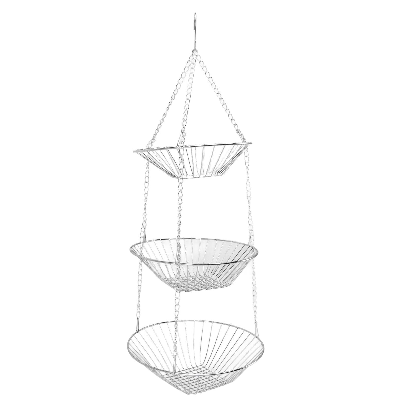 3 Tier Kitchen Hanging Fruit Basket Iron Wire Fruit Vegetable Flower Hanging Storage Basket for Indoor Outdoor - view 2