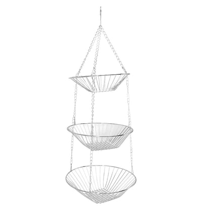3 Tier Kitchen Hanging Fruit Basket Iron Wire Fruit Vegetable Flower Hanging Storage Basket for Indoor Outdoor - view 2