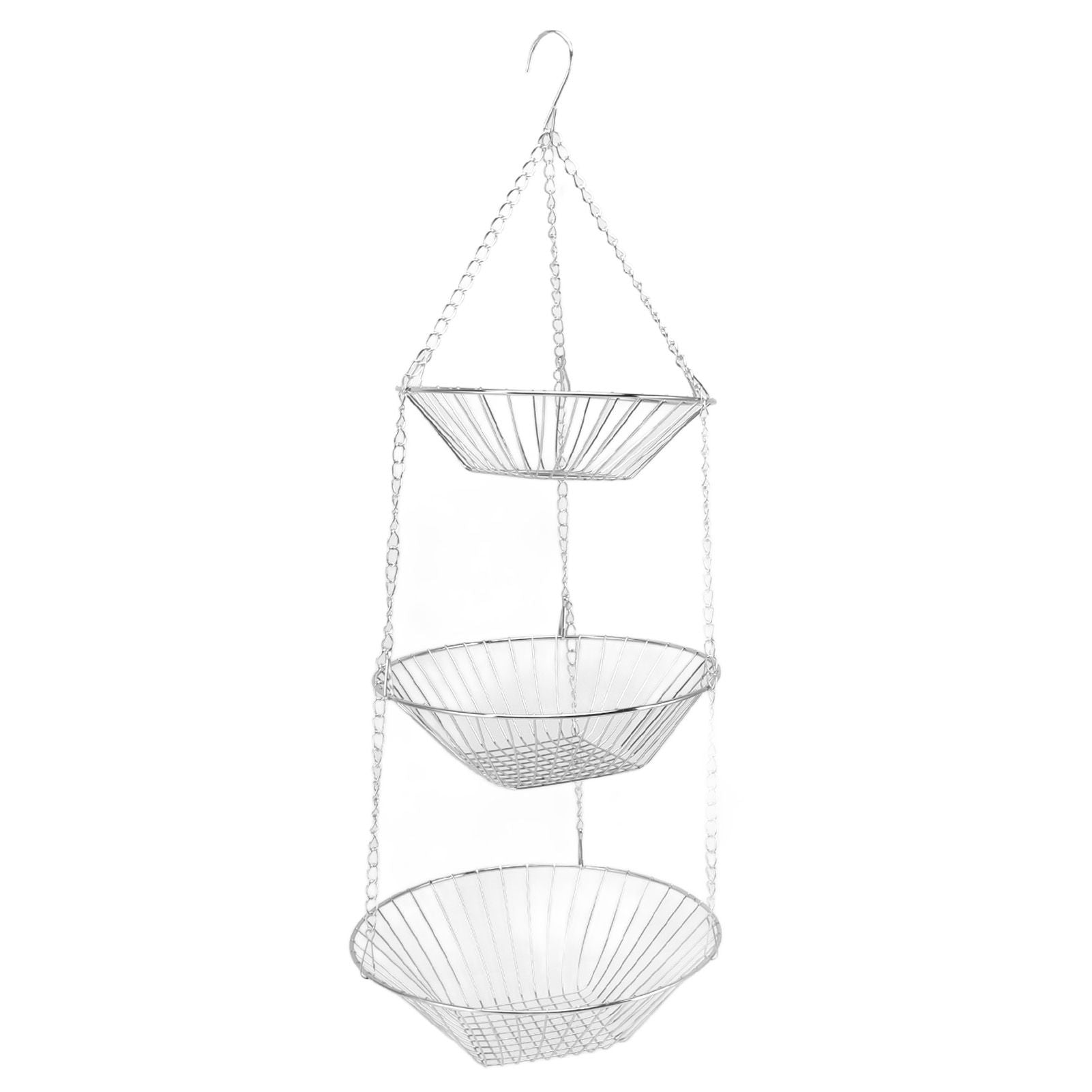 3 Tier Kitchen Hanging Fruit Basket Iron Wire Fruit Vegetable Flower Hanging Storage Basket for Indoor Outdoor - view 3