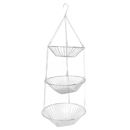 3 Tier Kitchen Hanging Fruit Basket Iron Wire Fruit Vegetable Flower Hanging Storage Basket for Indoor Outdoor - view 3