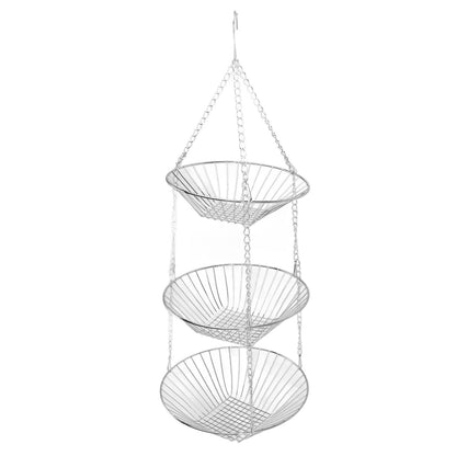 3 Tier Kitchen Hanging Fruit Basket Iron Wire Fruit Vegetable Flower Hanging Storage Basket for Indoor Outdoor - view 7
