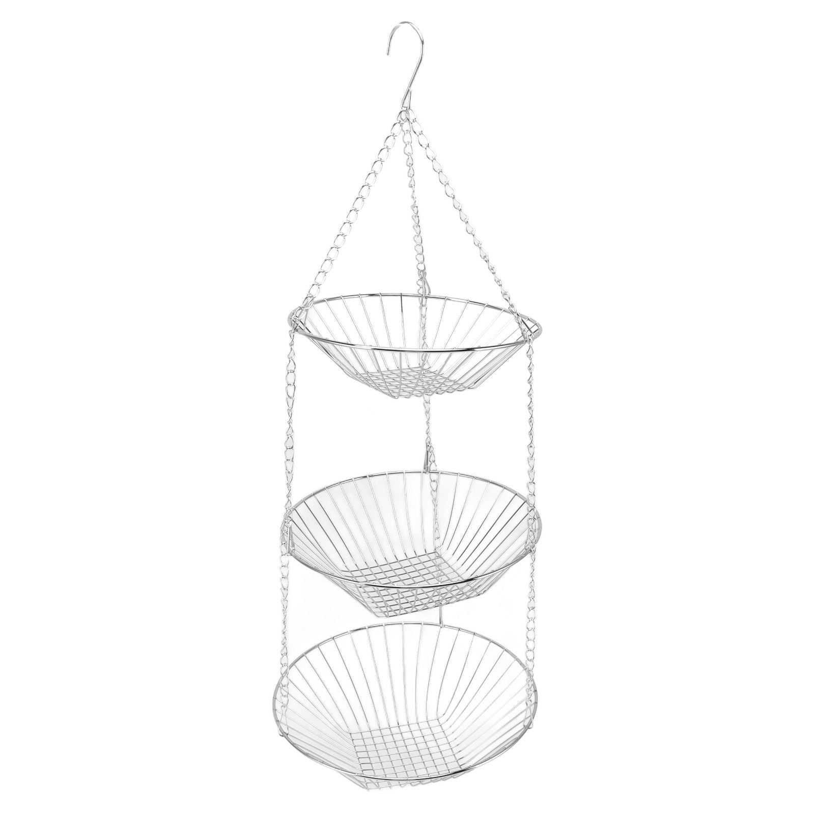 3 Tier Kitchen Hanging Fruit Basket Iron Wire Fruit Vegetable Flower Hanging Storage Basket for Indoor Outdoor - view 8