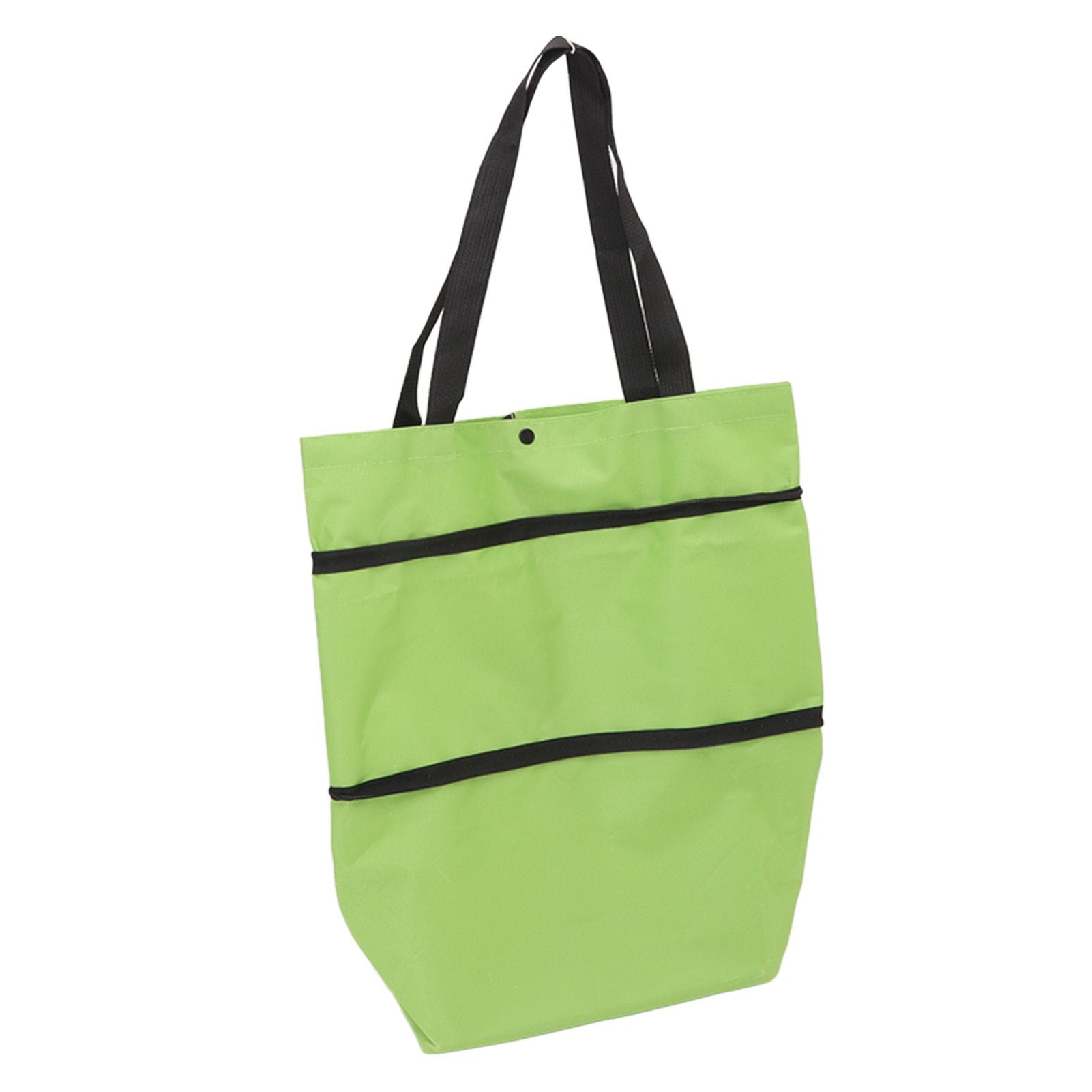 Shopping Cart Foldable Bag Large Capacity Zipper Design Oxford Cloth with Wheel for Camping Green - view 8