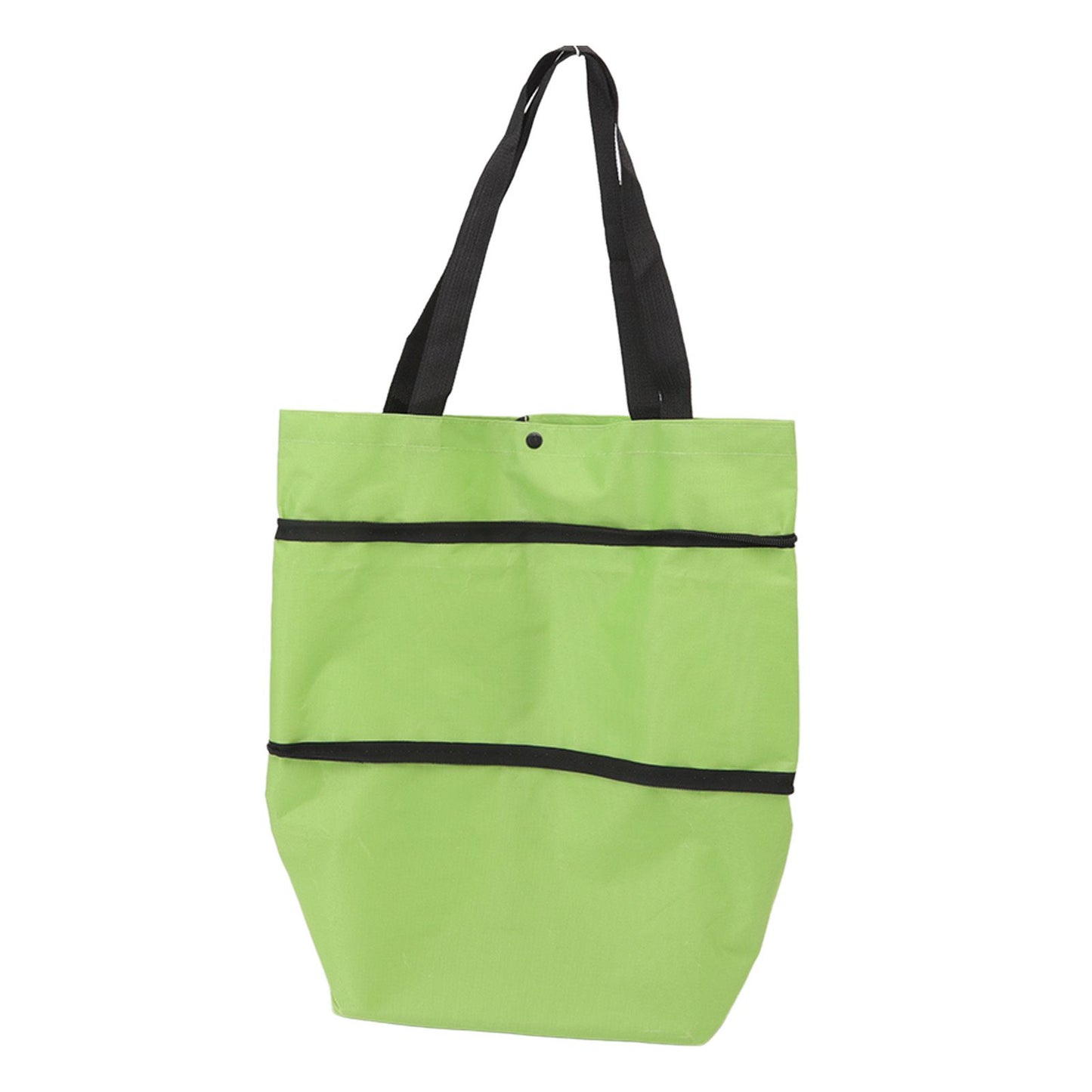 Shopping Cart Foldable Bag Large Capacity Zipper Design Oxford Cloth with Wheel for Camping Green - view 9