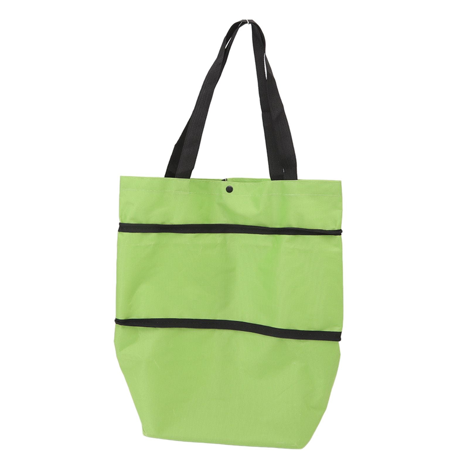 Shopping Cart Foldable Bag Large Capacity Zipper Design Oxford Cloth with Wheel for Camping Green - view 9